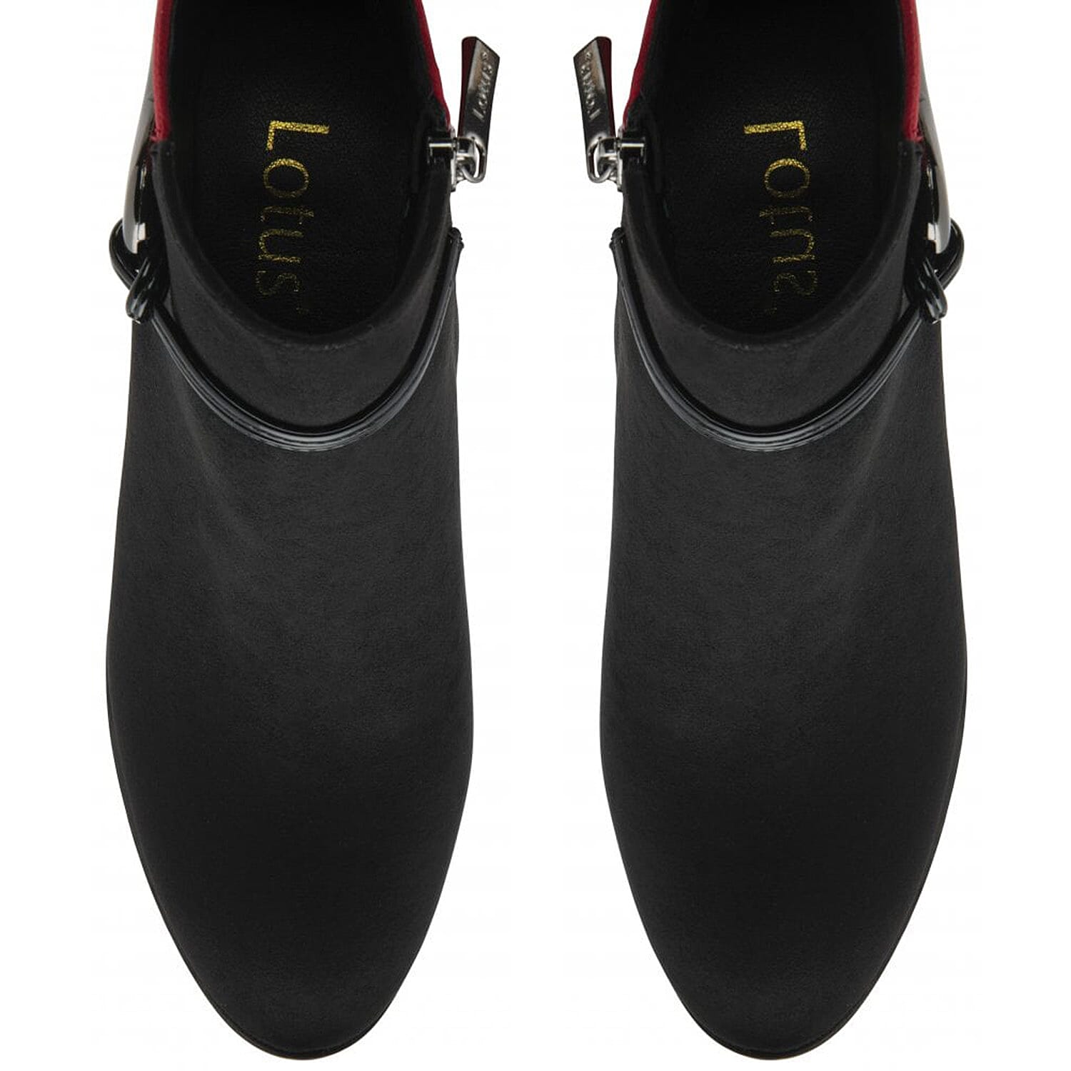 Lotus Ebony Block Heeled Ankle Boots (Size 5) - Red