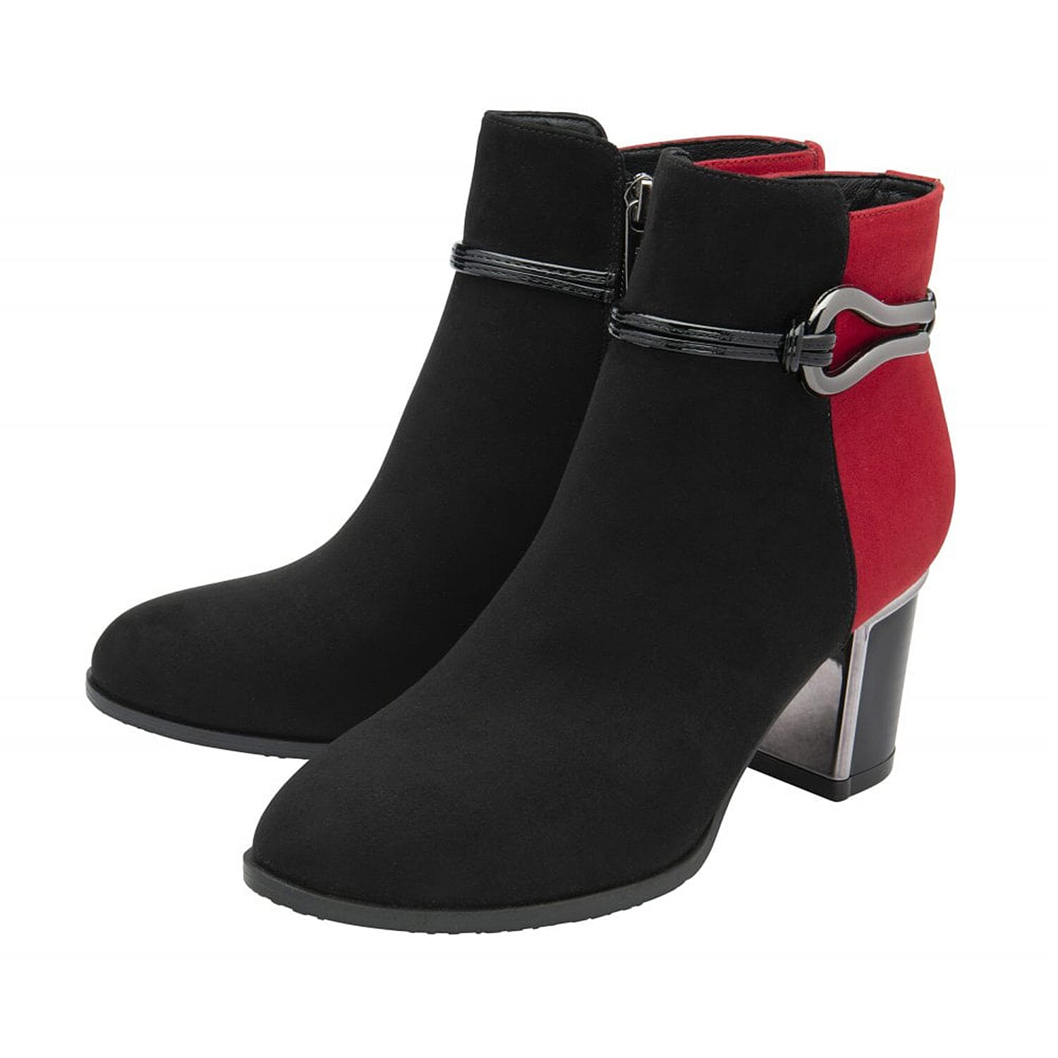 Lotus Ebony Block Heeled Ankle Boots (Size 7) - Red