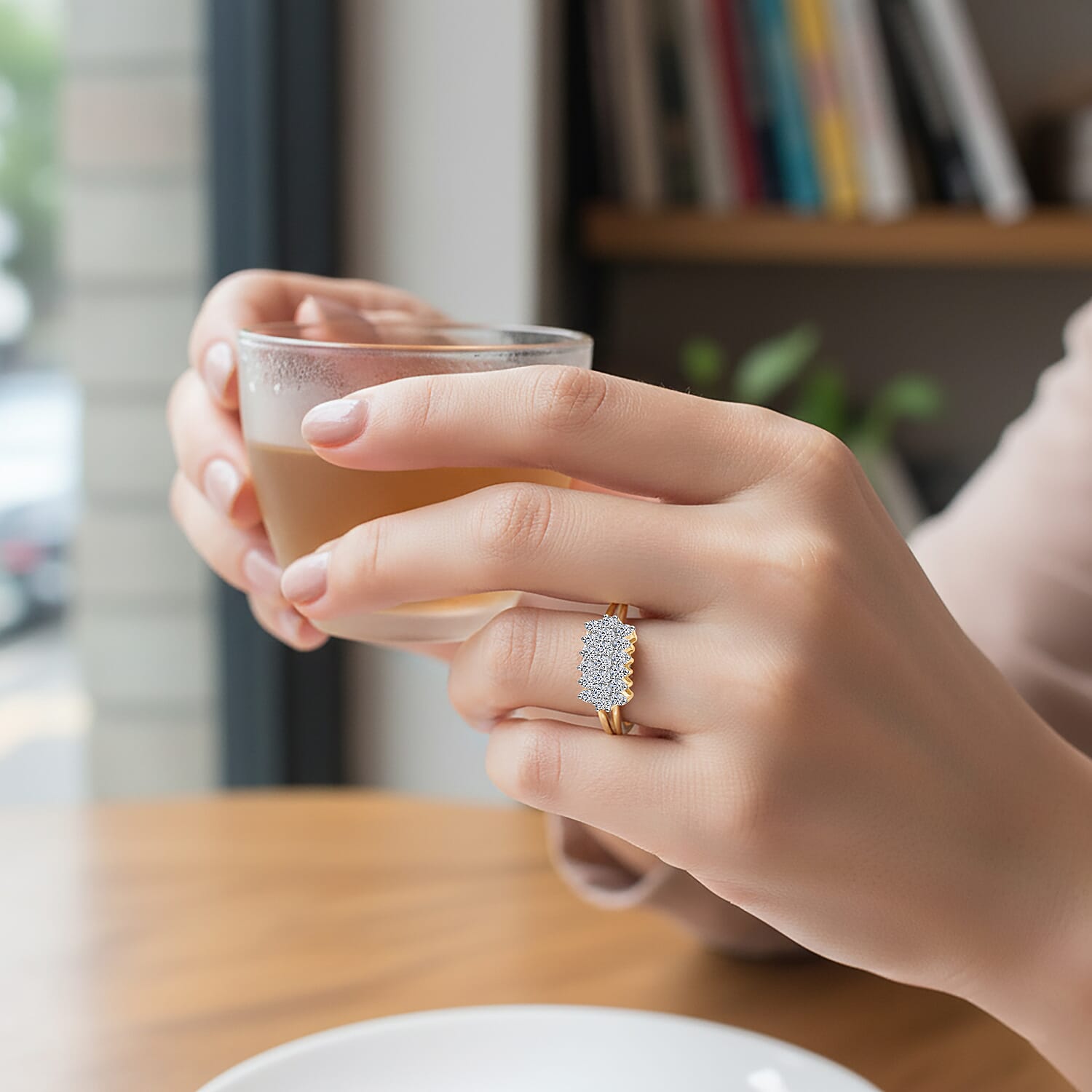 Luxuriant Lab Grown Diamond (SI-GH) Ring in 18K Vermeil Yellow Gold Plated Sterling Silver 0.50 Ct.