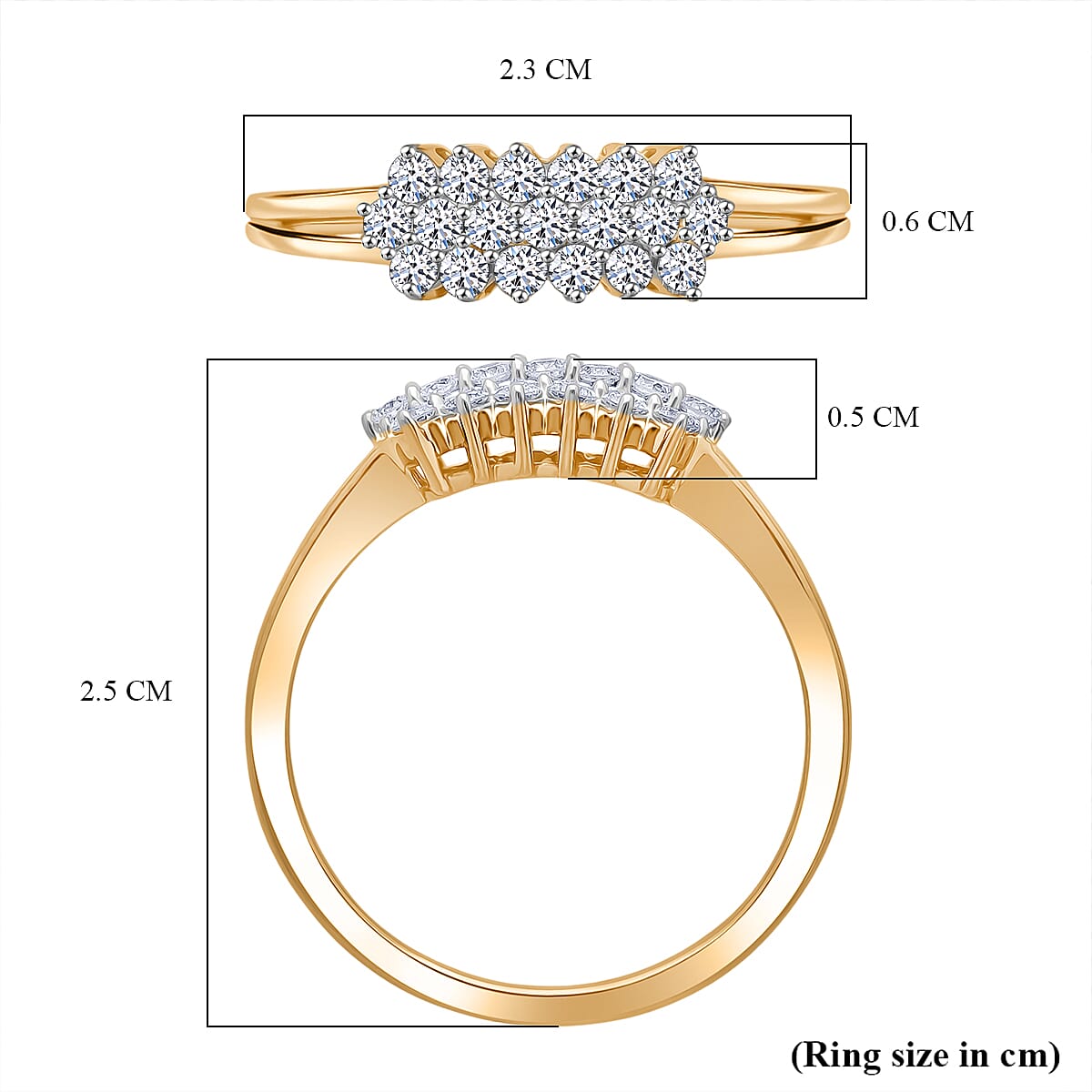 Luxuriant Lab Grown Diamond (SI-GH) Ring in 18K Vermeil Yellow Gold Plated Sterling Silver 0.50 Ct.