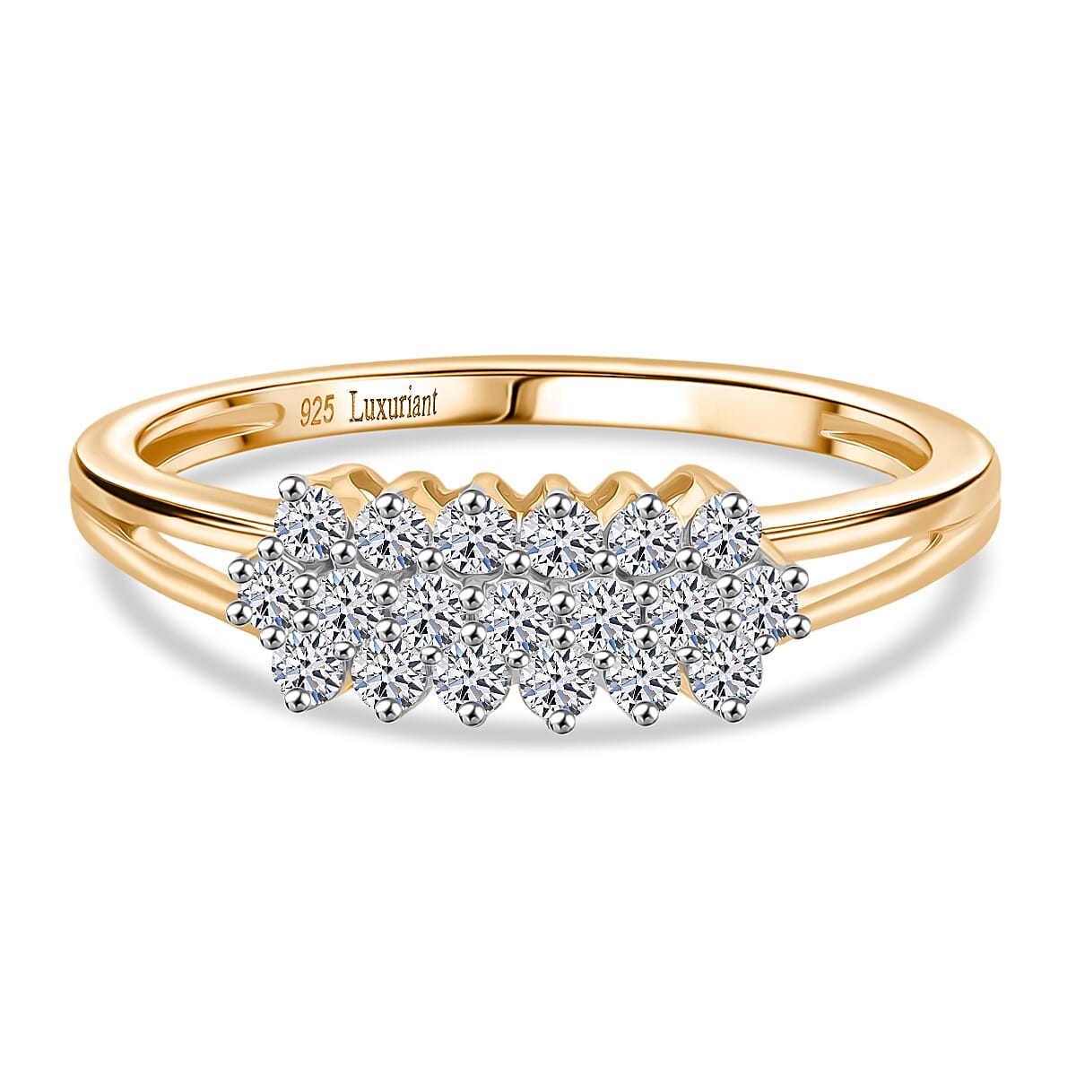 LUXURIANT 0.5 Ct. Lab Grown Diamond Cluster Ring in 18K Vermeil Yellow Gold Plated Sterling Silver