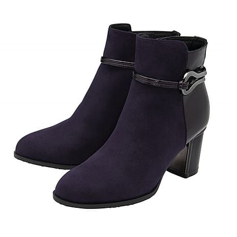 Lotus Ebony Block Heeled Ankle Boots (Size 4) - Purple