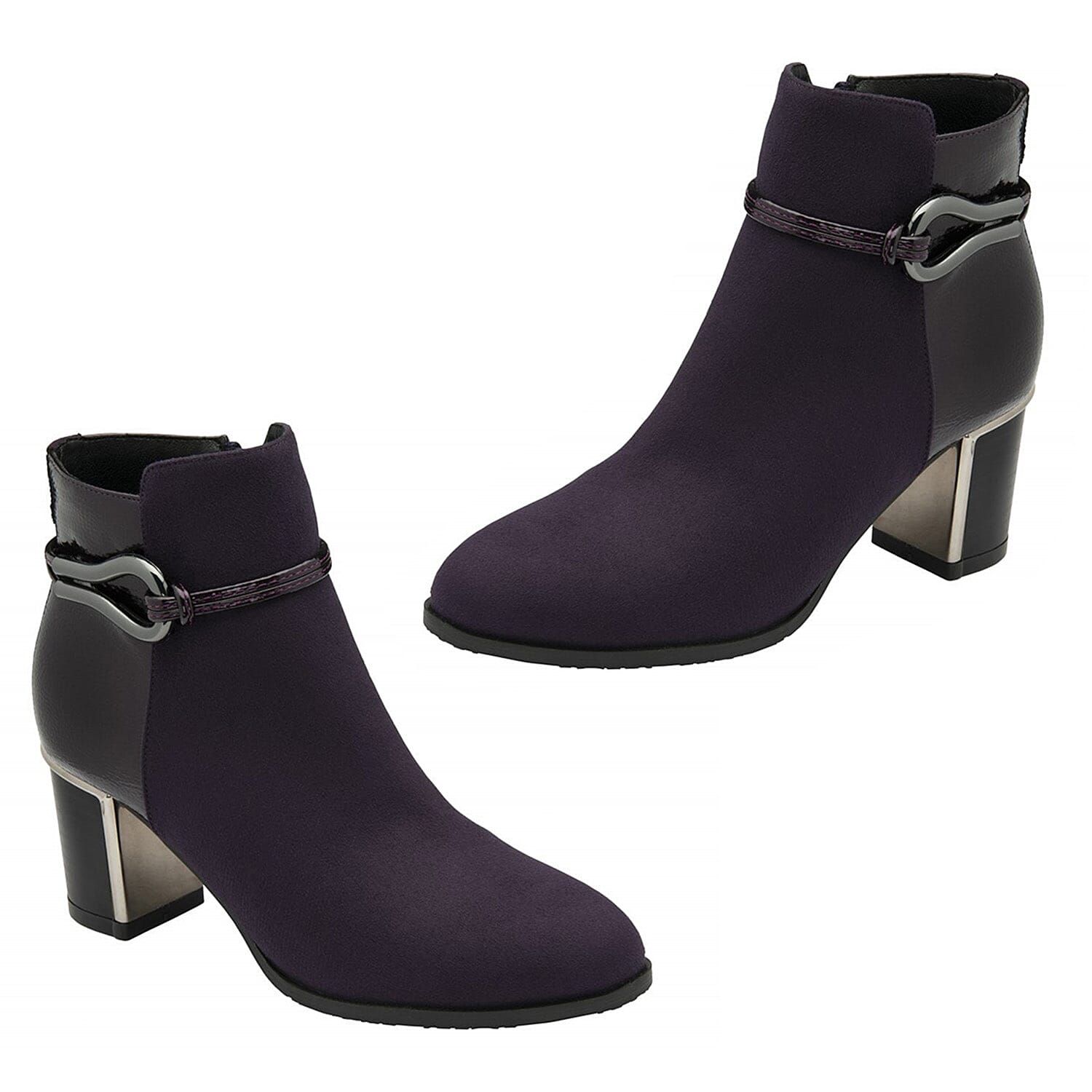 Lotus Ebony Block Heeled Ankle Boots (Size 8) - Purple