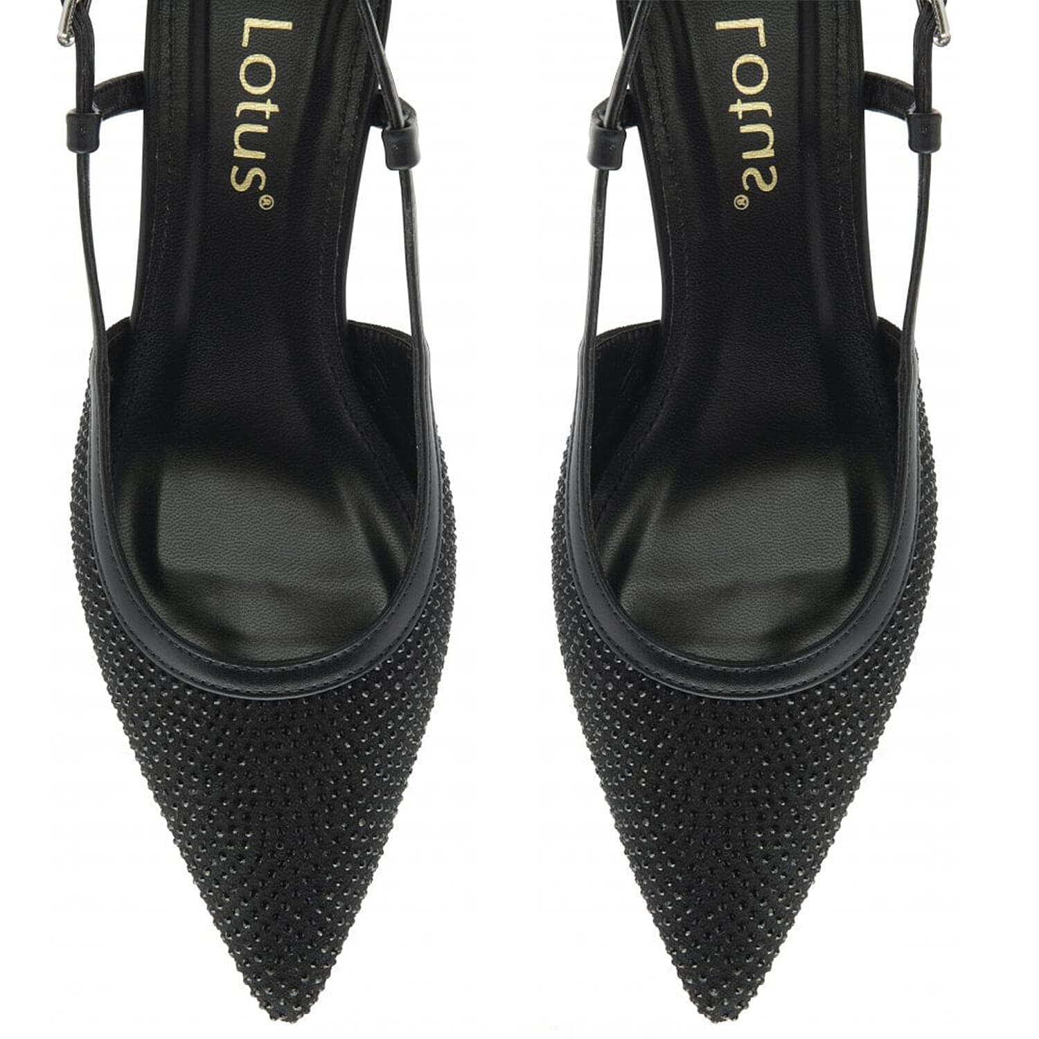 Lotus Bexley Slingback Pointed Toe Kitten Heel (Size 5) - Black