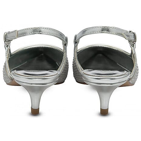 Lotus Bexley Slingback Pointed Toe Kitten Heel (Size 3) - Silver