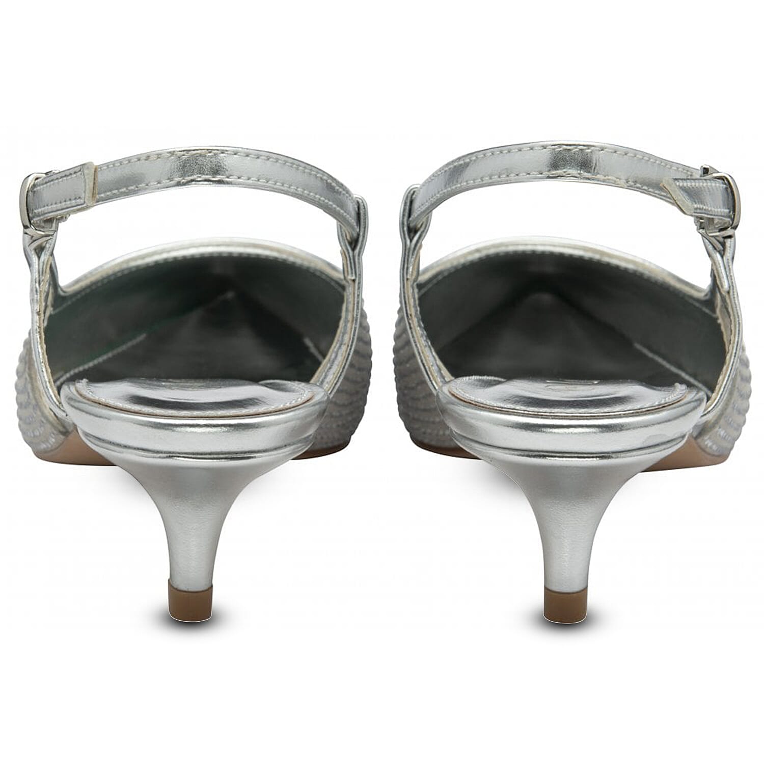 Lotus Bexley Slingback Pointed Toe Kitten Heel (Size 5) - Silver