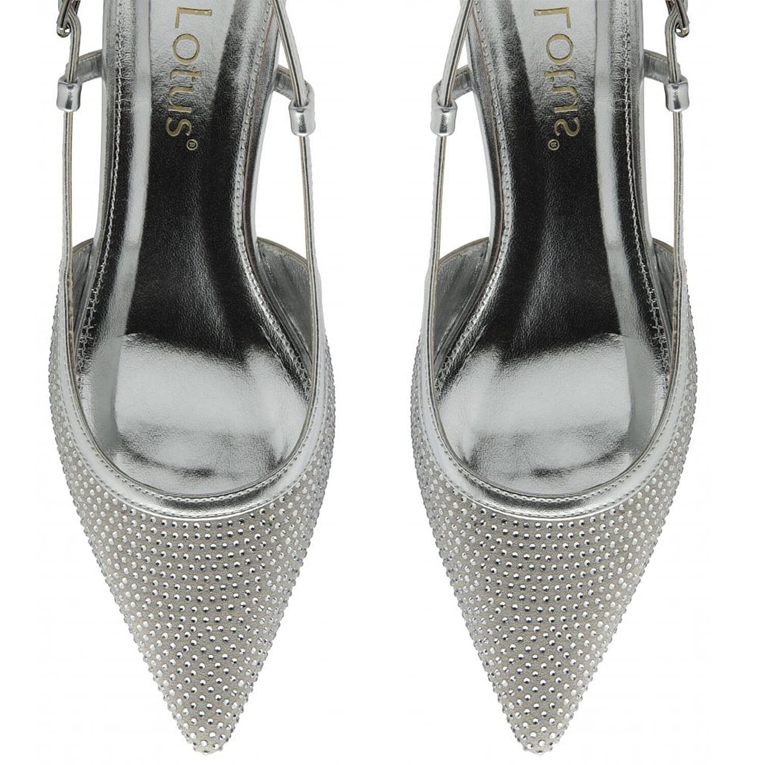 Lotus Bexley Slingback Pointed Toe Kitten Heel (Size 6) - Silver