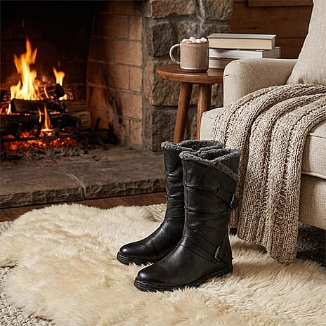 Lotus Women Jolanda II Mid-Calf Slouch Boots (Size 3) - Black