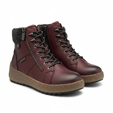 Lotus Blue Penrithe Lace Up Ankle Boots (Size 5) - Burgundy