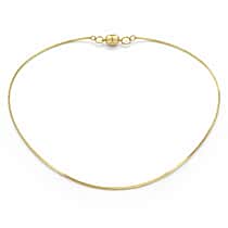 Maestro Collection - 9K Yellow Gold 1 MM Necklace with Spring Ring Clasp & Magnetic Lock 18 Inch