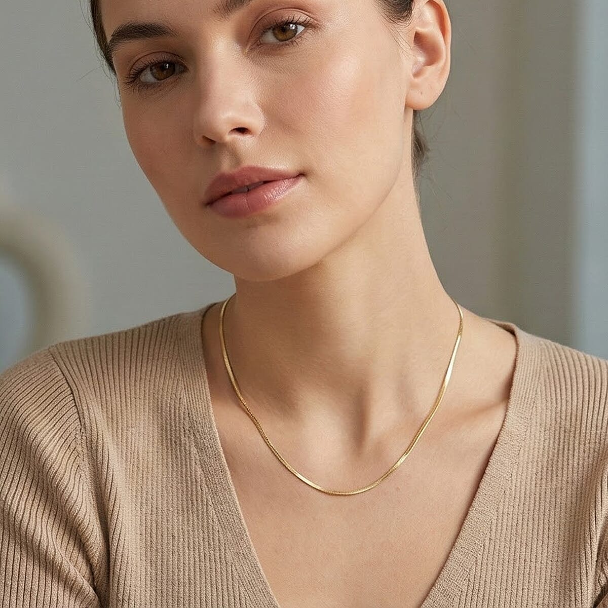 Maestro Collection - 9K Yellow Gold Necklace (Size 18) with Spring Ring Clasp & Magnetic Lock