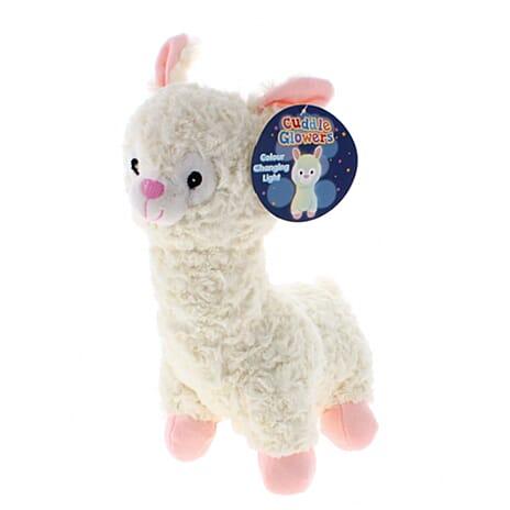 Cuddle Glower Llama Plush Toy with Colour Changing LED Light (30 cm) - Off-White