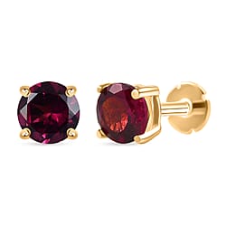 Poke Free Ruby (5mm) July Birthstone Solitaire Stud Earring in 18K Vermeil Yellow Gold Plated Sterling Silver