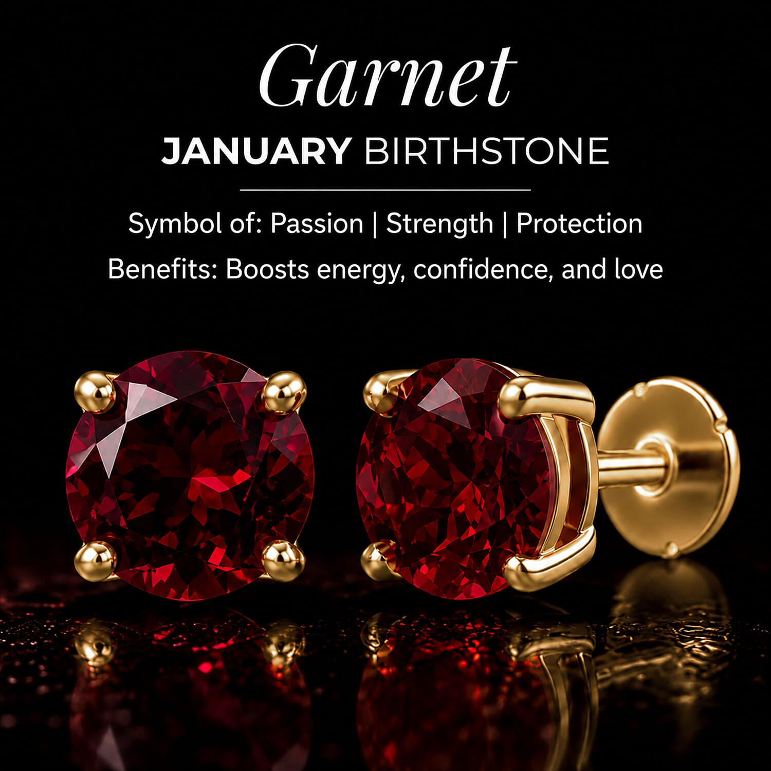 Rhodolite Garnet Earring with Screw Back in 18K Vermeil Yellow Gold Plated Sterling Silver 1.27 Ct.