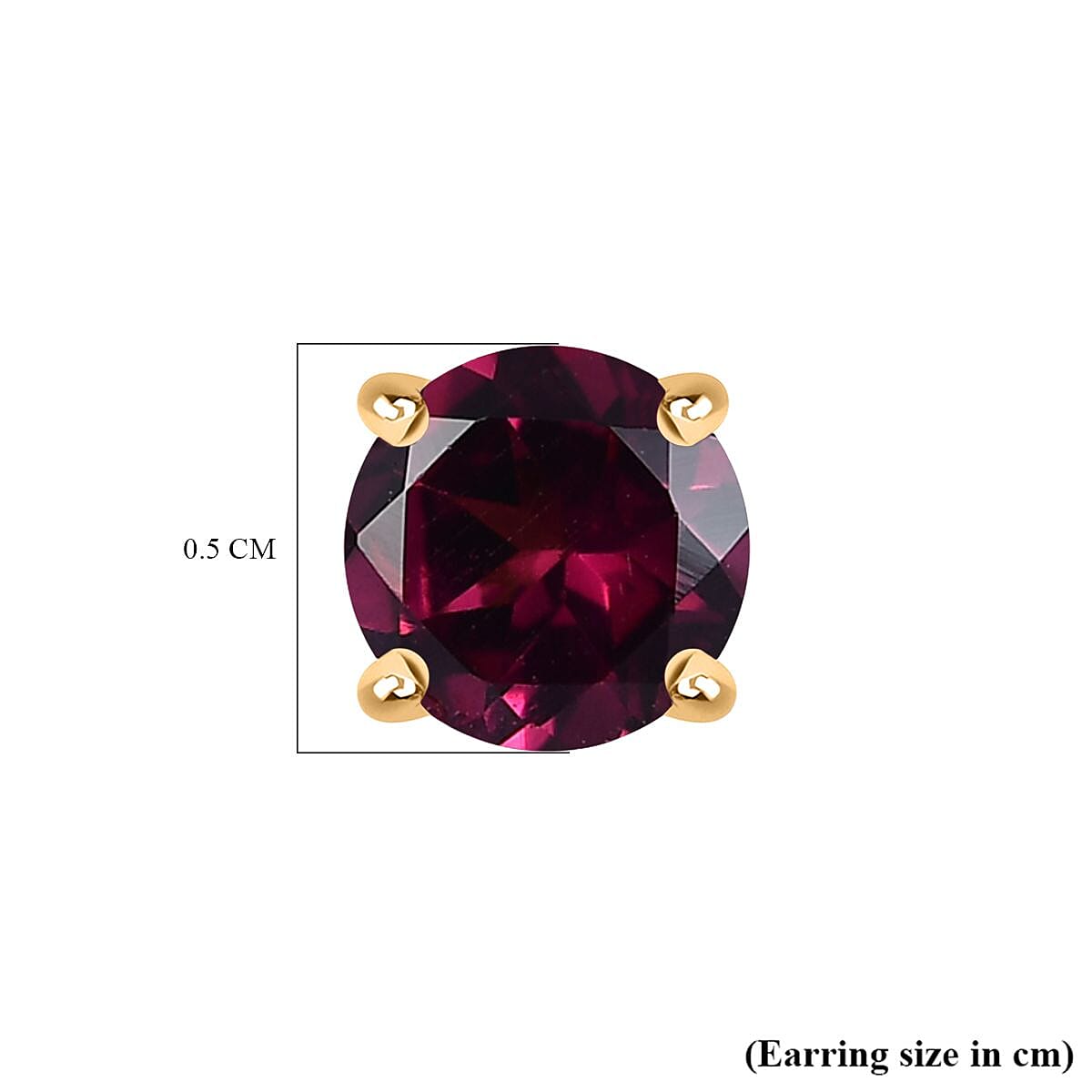 Rhodolite Garnet Earring with Screw Back in 18K Vermeil Yellow Gold Plated Sterling Silver 1.27 Ct.