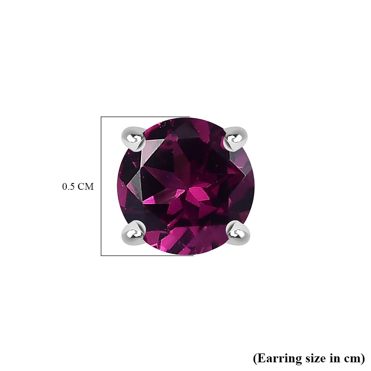 Rhodolite Garnet Earring with Screw Back in Rhodium Overlay Sterling Silver 1.26 Ct.