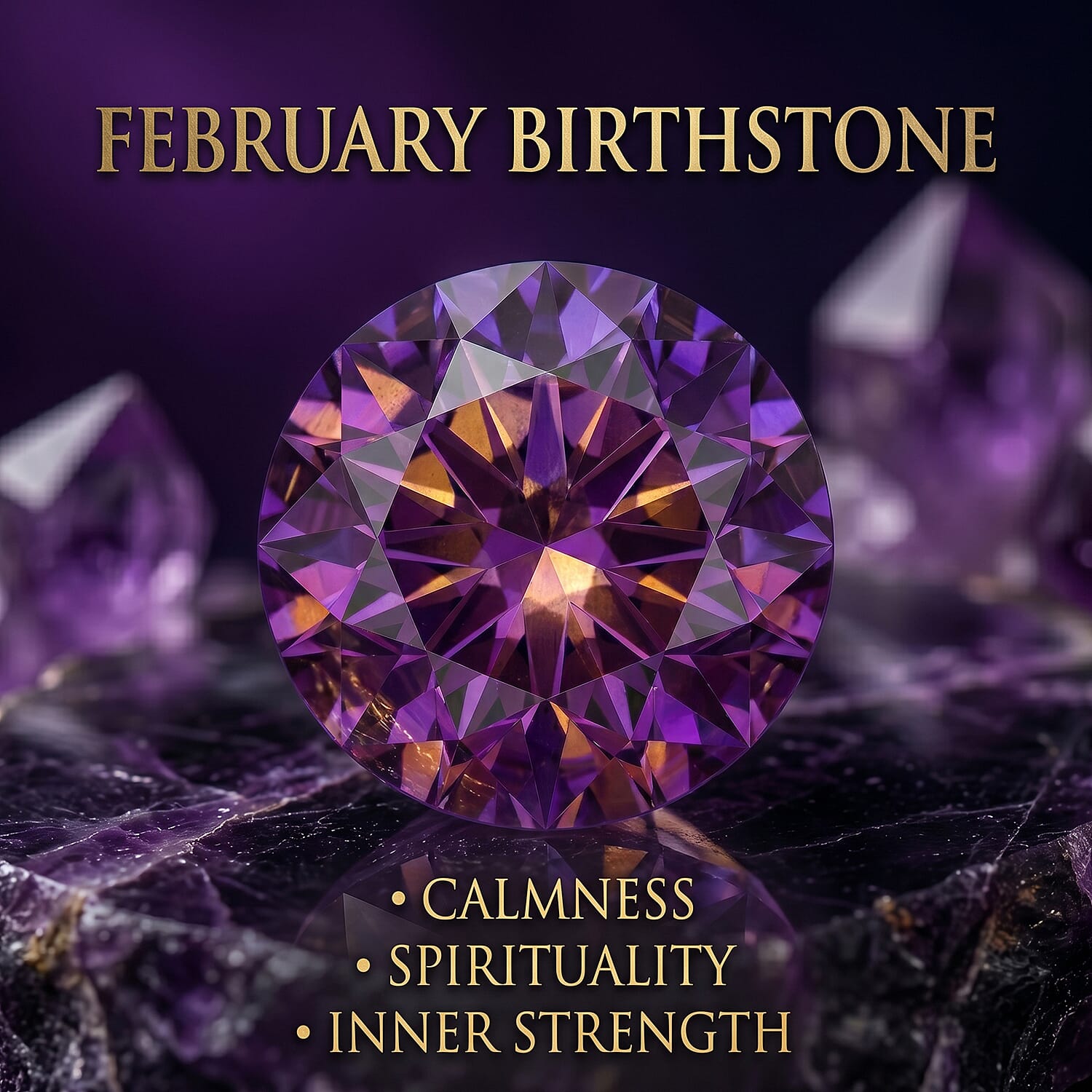 African Amethyst Earring with Screw Back in 18K Vermeil Yellow Gold Plated Sterling Silver