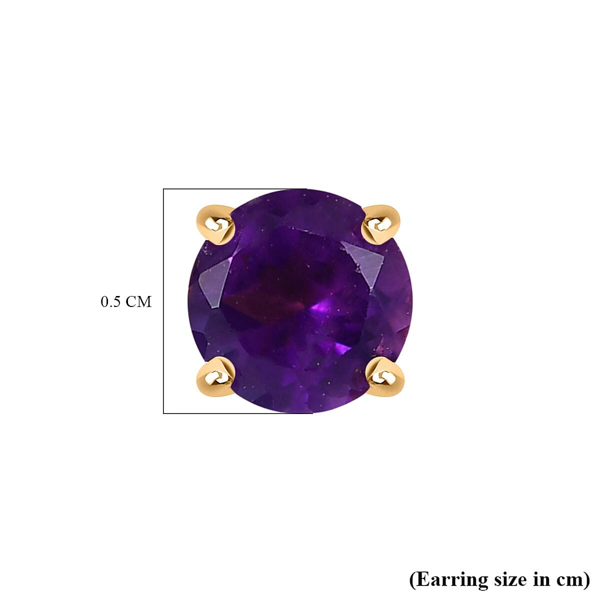 African Amethyst Earring with Screw Back in 18K Vermeil Yellow Gold Plated Sterling Silver