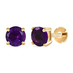 Poke Free Ruby (5mm) July Birthstone Solitaire Stud Earring in 18K Vermeil Yellow Gold Plated Sterling Silver