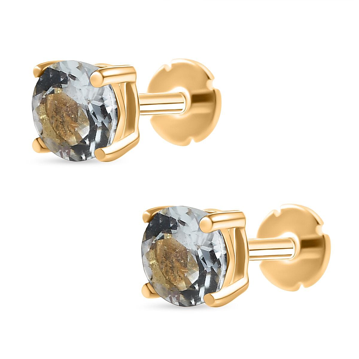Aquamarine Earring with Screw Back in 18K Vermeil Yellow Gold Plated Sterling Silver