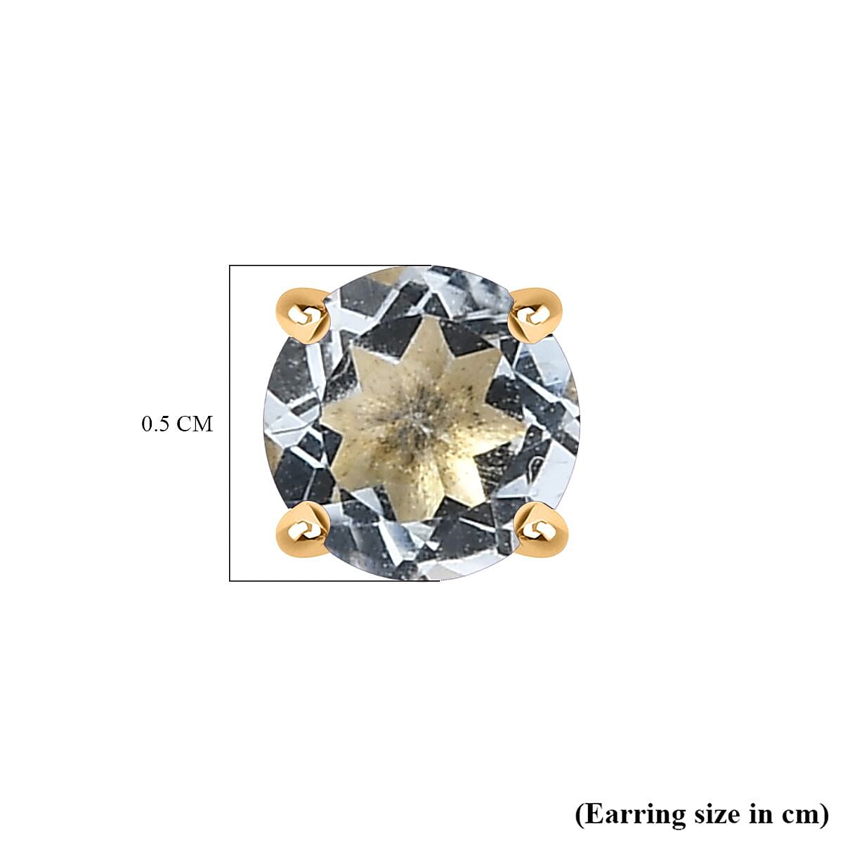 Aquamarine Earring with Screw Back in 18K Vermeil Yellow Gold Plated Sterling Silver