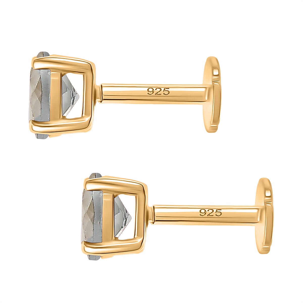 Aquamarine Earring with Screw Back in 18K Vermeil Yellow Gold Plated Sterling Silver