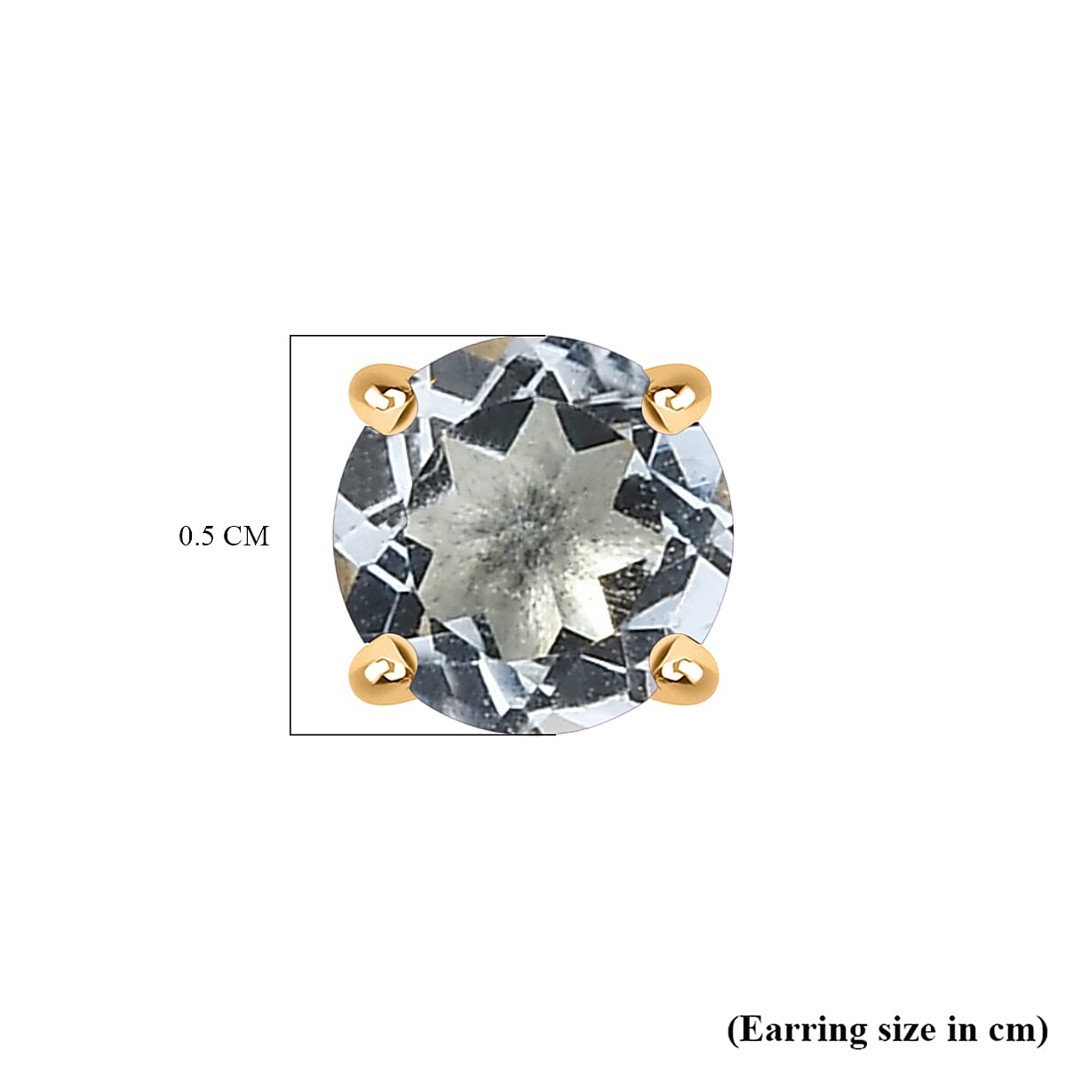 Aquamarine Earring with Screw Back in 18K Vermeil Yellow Gold Plated Sterling Silver