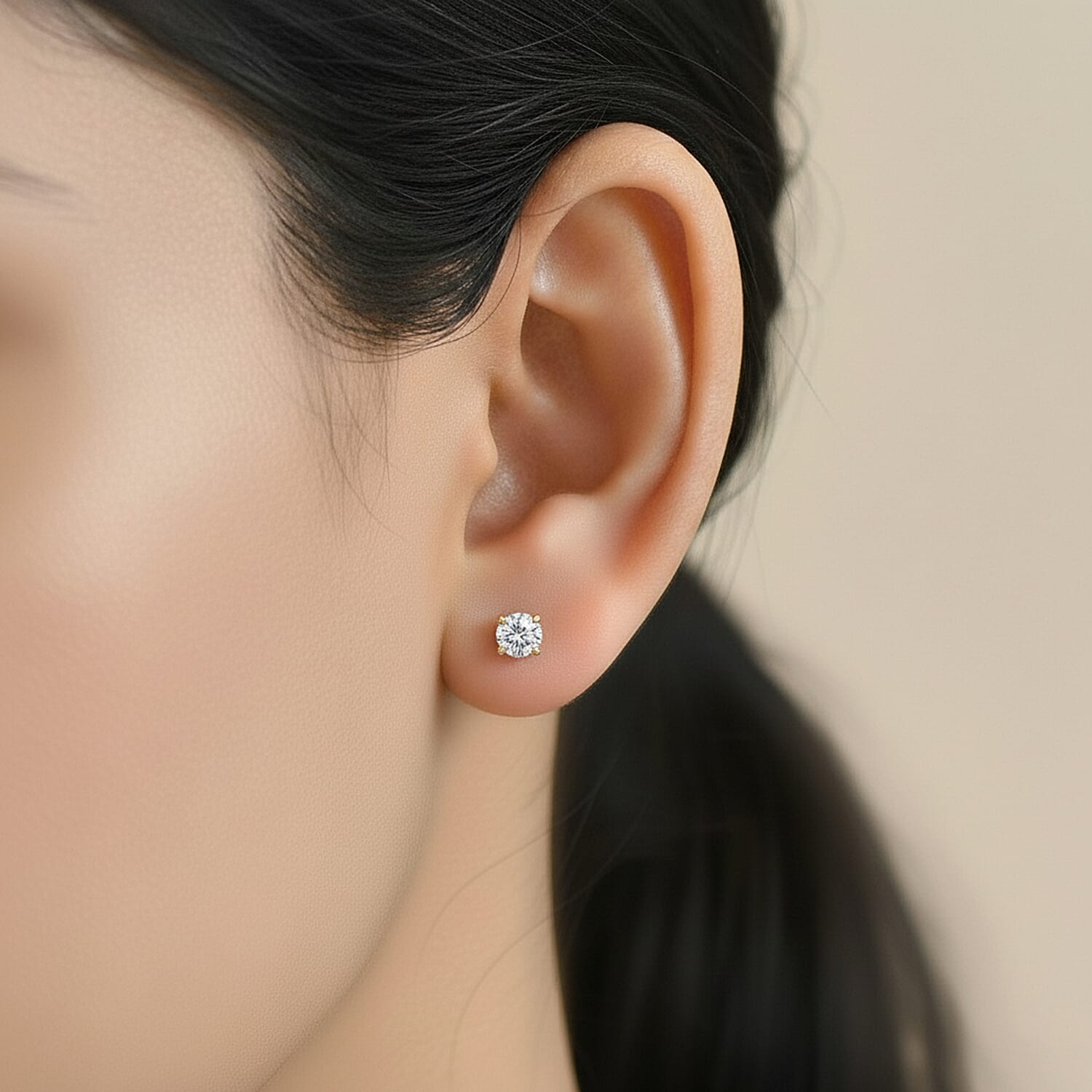 Moissanite Earring in 18K YG VermeilSterling Silver  0.874  Ct.