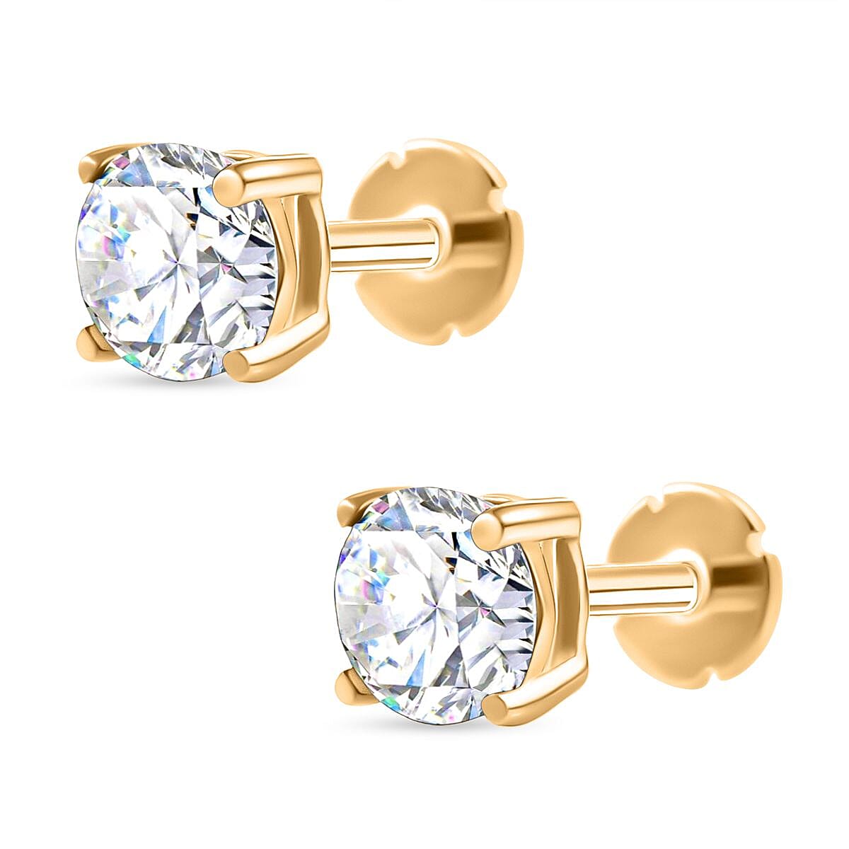 Moissanite Earring in 18K YG VermeilSterling Silver  0.874  Ct.