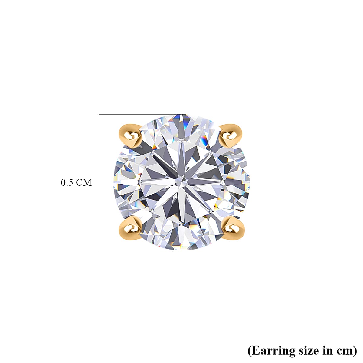 Moissanite Earring with Screw Back in 18K Vermeil Yellow Gold Plated Sterling Silver