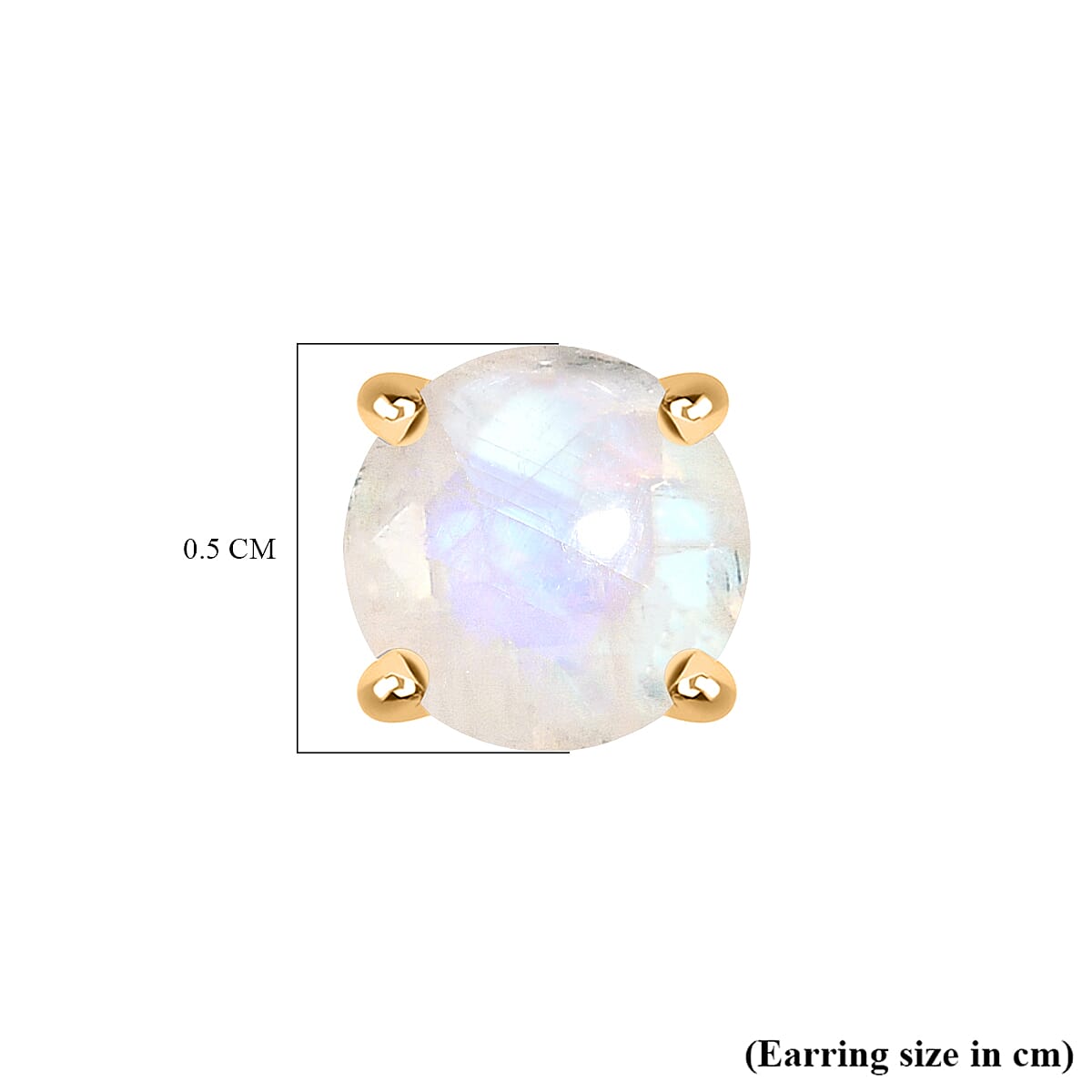 Rainbow Moonstone Earring with Screw Back in 18K Vermeil Yellow Gold Plated Sterling Silver 1.04 Ct.