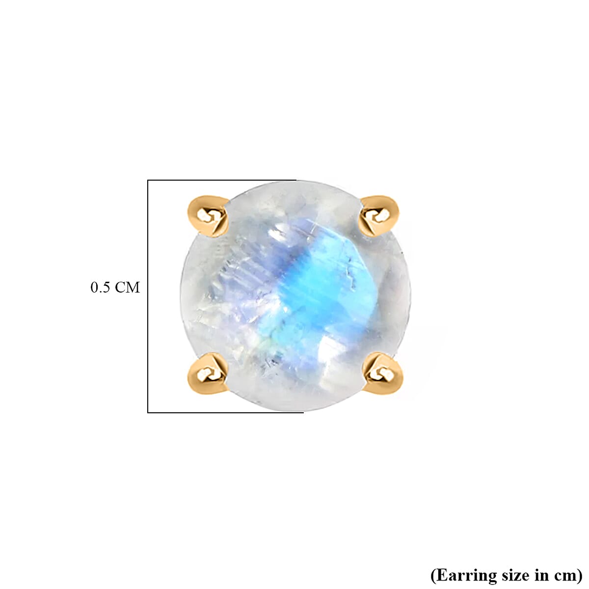 Rainbow Moonstone Earring with Screw Back in 18K Vermeil Yellow Gold Plated Sterling Silver 1.04 Ct.