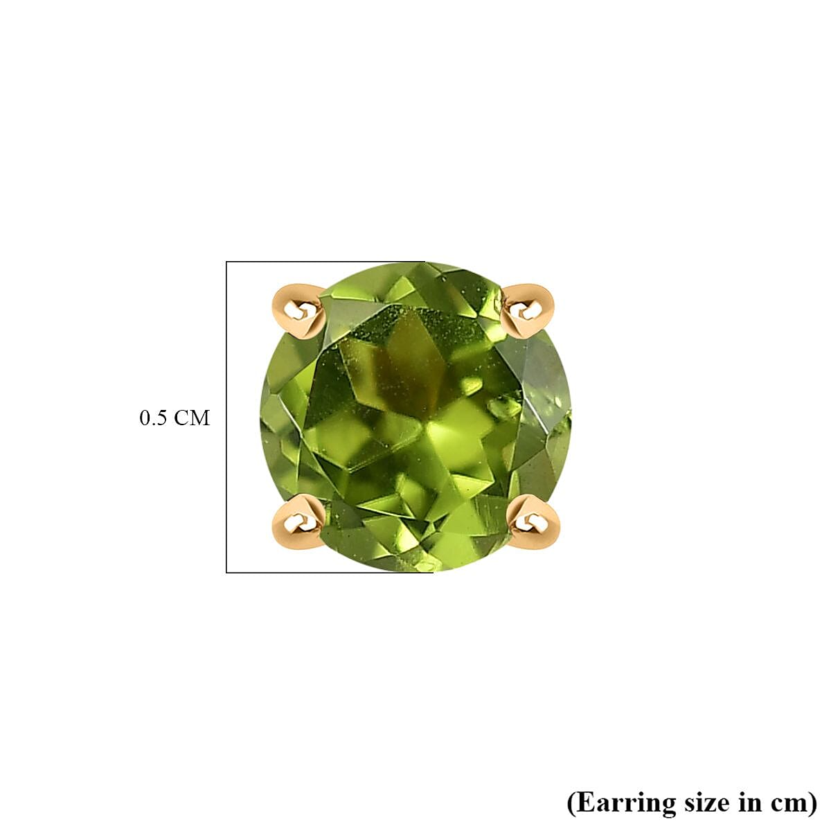 Peridot Earring with Screw Back in 18K Vermeil Yellow Gold Plated Sterling Silver 1.06 Ct.