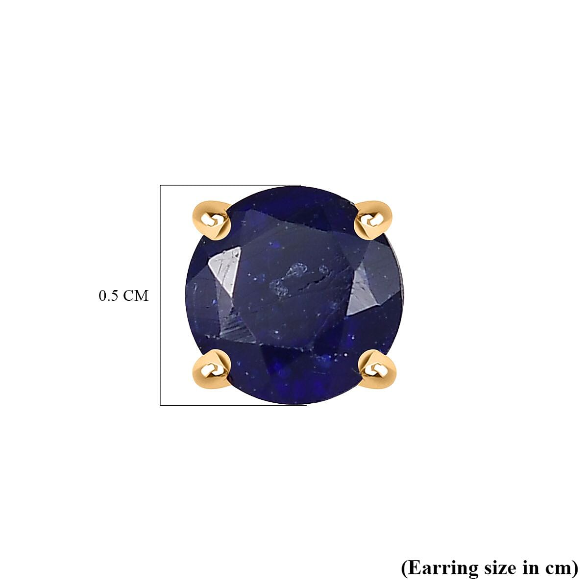 Fissure Filled Blue Sapphire Earring with Screw Back in 18K Vermeil Yellow Gold Plated Sterling Silver 1.51 Ct.