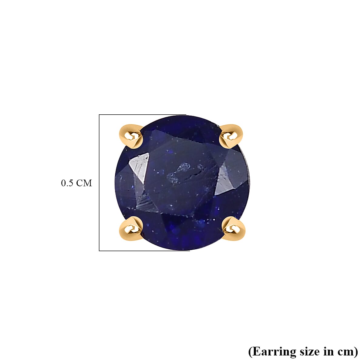 Fissure Filled Blue Sapphire Earring with Screw Back in 18K Vermeil Yellow Gold Plated Sterling Silver 1.51 Ct.