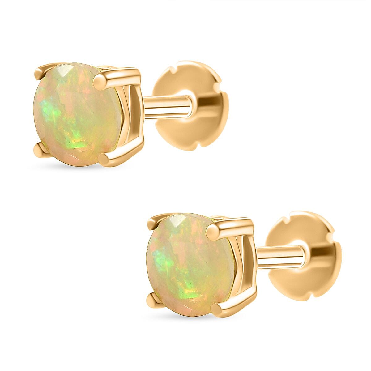 Ethiopian Opal Earring with Screw Back in 18K Vermeil Yellow Gold Plated Sterling Silver