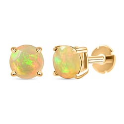 Poke Free Ruby (5mm) July Birthstone Solitaire Stud Earring in 18K Vermeil Yellow Gold Plated Sterling Silver