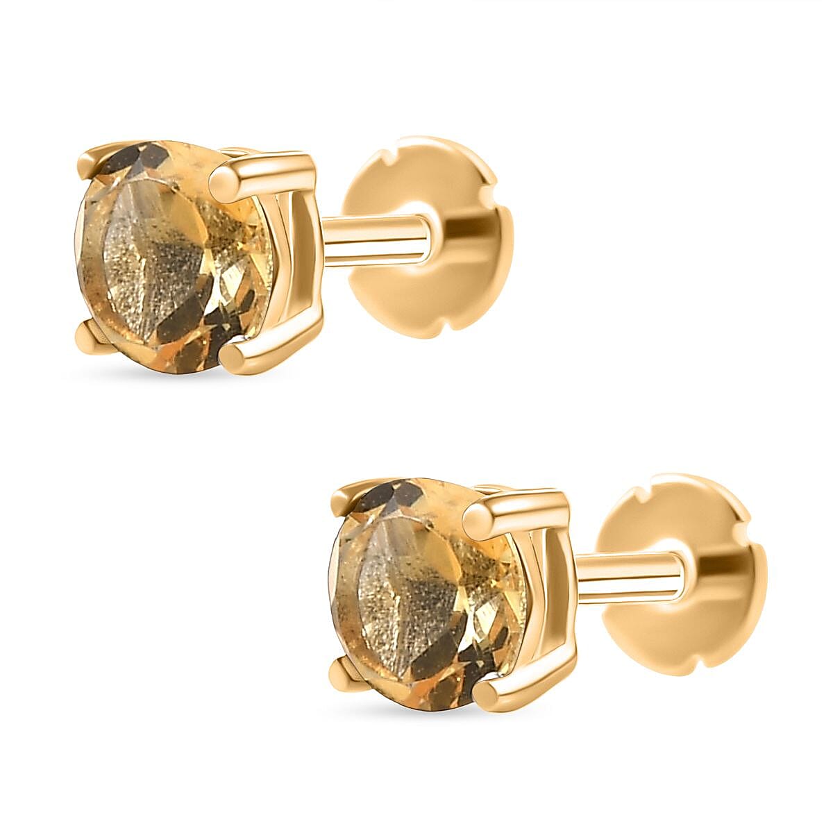 Citrine Earring with Screw Back in 18K Vermeil Yellow Gold Plated Sterling Silver