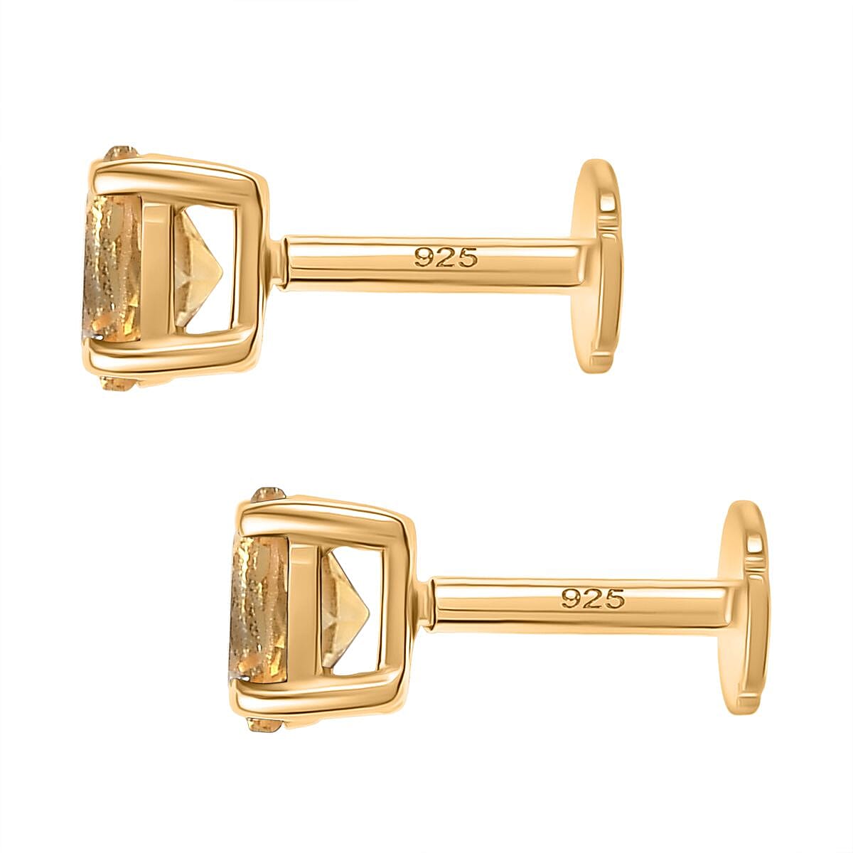 Citrine Earring with Screw Back in 18K Vermeil Yellow Gold Plated Sterling Silver