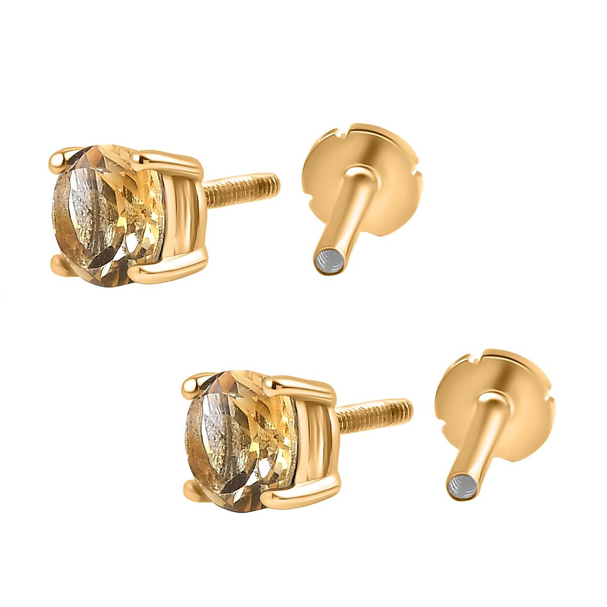 Citrine Earring with Screw Back in 18K Vermeil Yellow Gold Plated Sterling Silver