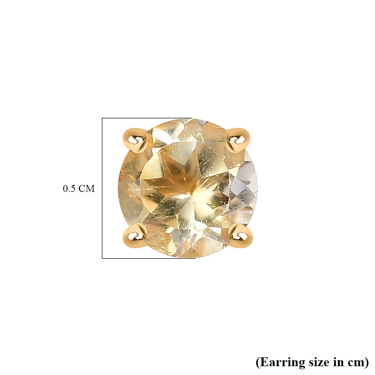 Citrine Earring with Screw Back in 18K Vermeil Yellow Gold Plated Sterling Silver