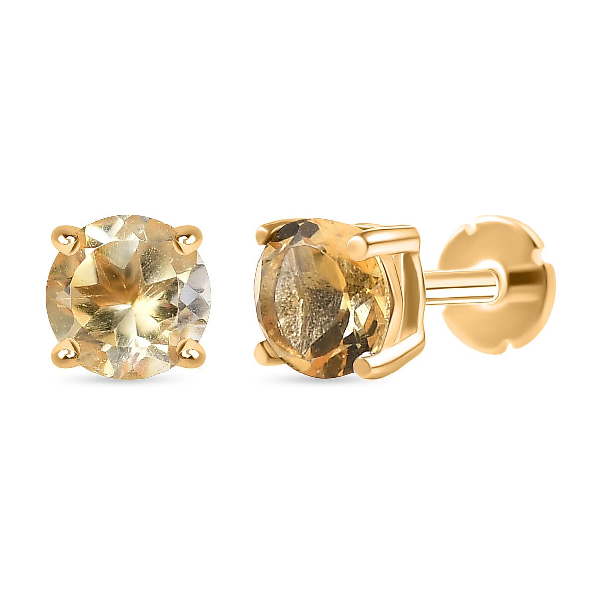 Citrine Earring with Screw Back in 18K Vermeil Yellow Gold Plated Sterling Silver