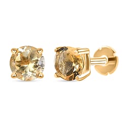 Poke Free Ruby (5mm) July Birthstone Solitaire Stud Earring in 18K Vermeil Yellow Gold Plated Sterling Silver
