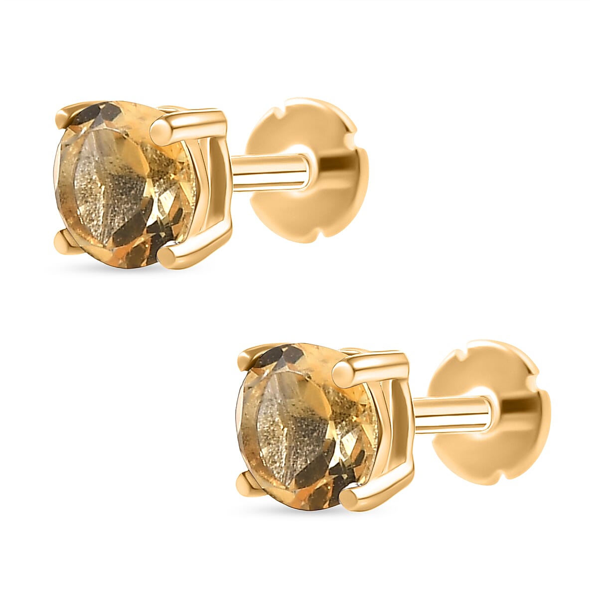 Citrine Earring with Screw Back in 18K Vermeil Yellow Gold Plated Sterling Silver