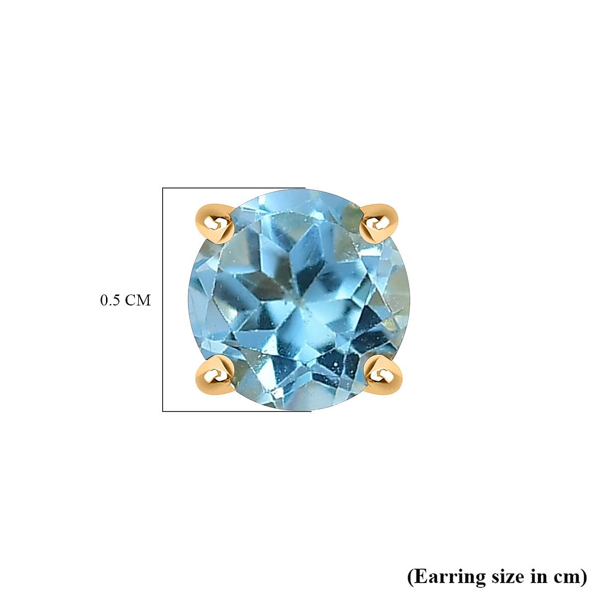 Blue Topaz Earring with Screw Back in 18K Vermeil Yellow Gold Plated Sterling Silver 1.16 Ct.