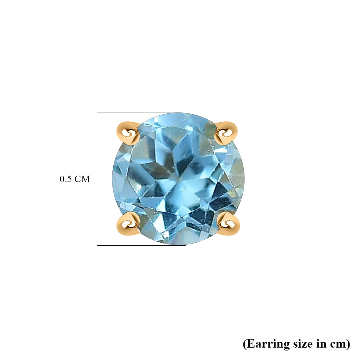 Blue Topaz Earring with Screw Back in 18K Vermeil Yellow Gold Plated Sterling Silver 1.16 Ct.