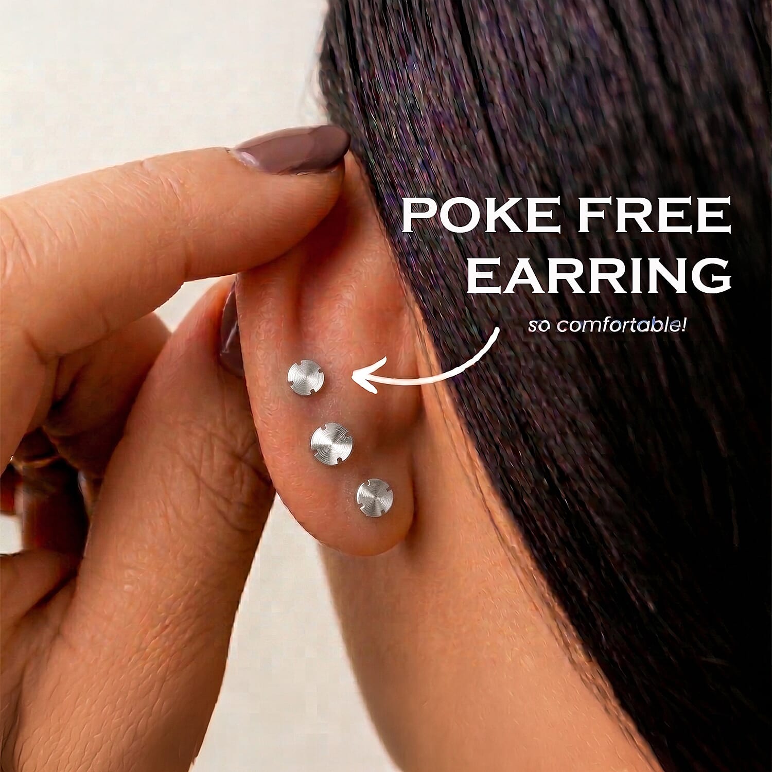 African Amethyst Earring with Screw Back in Rhodium Overlay Sterling Silver