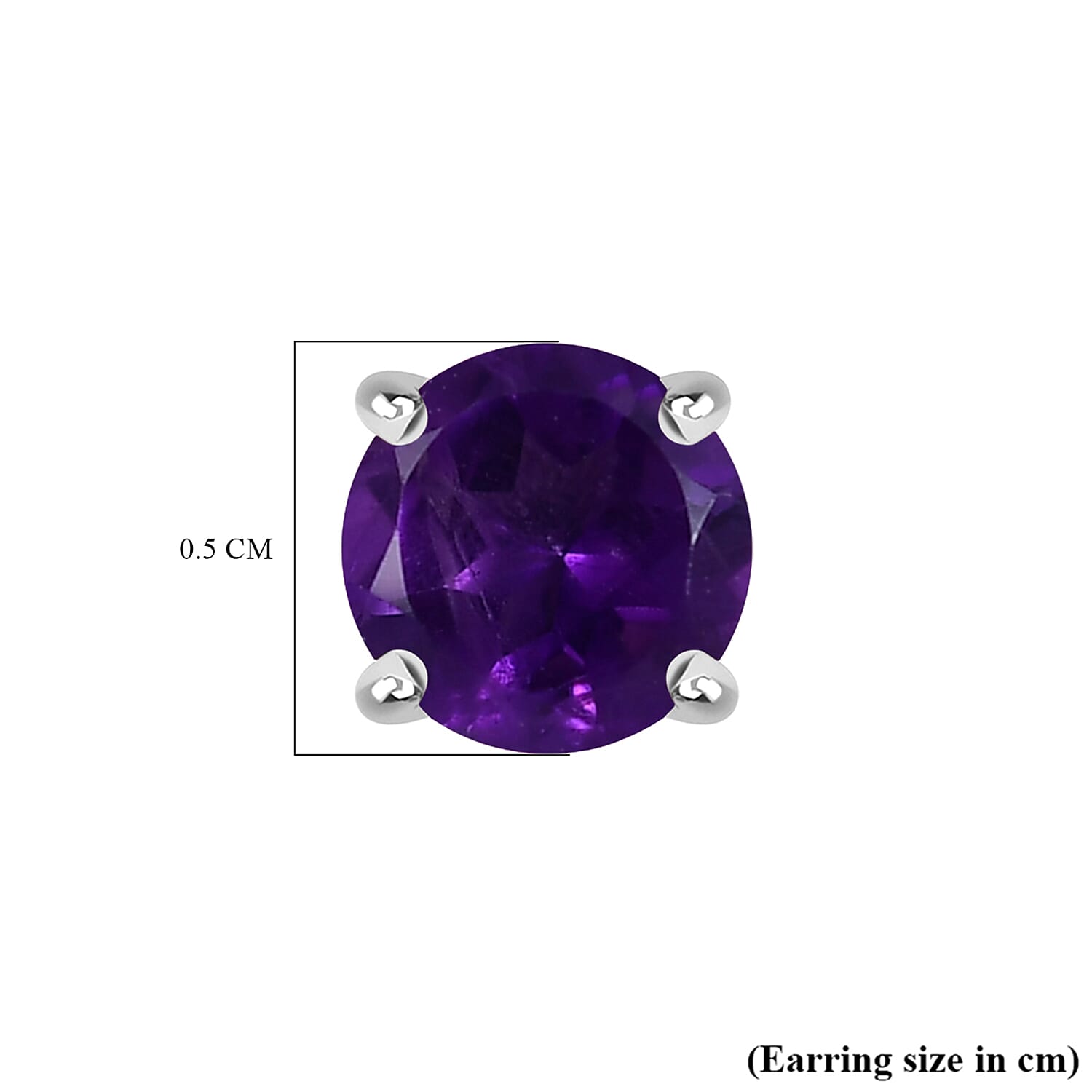 African Amethyst Earring with Screw Back in Rhodium Overlay Sterling Silver