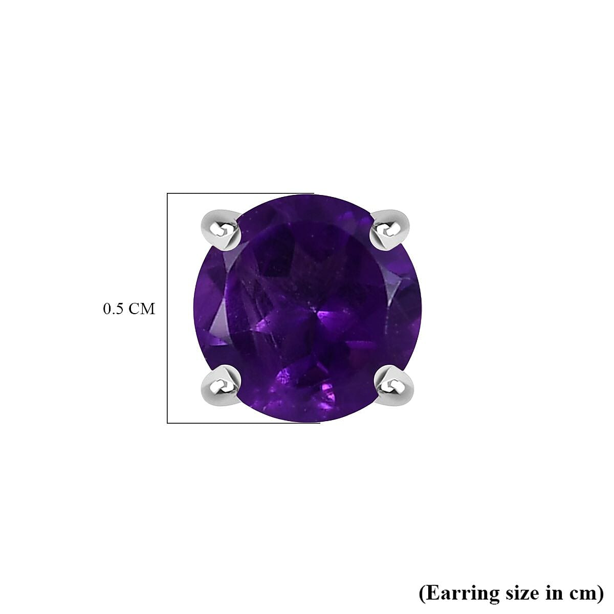 African Amethyst Earring with Screw Back in Rhodium Overlay Sterling Silver