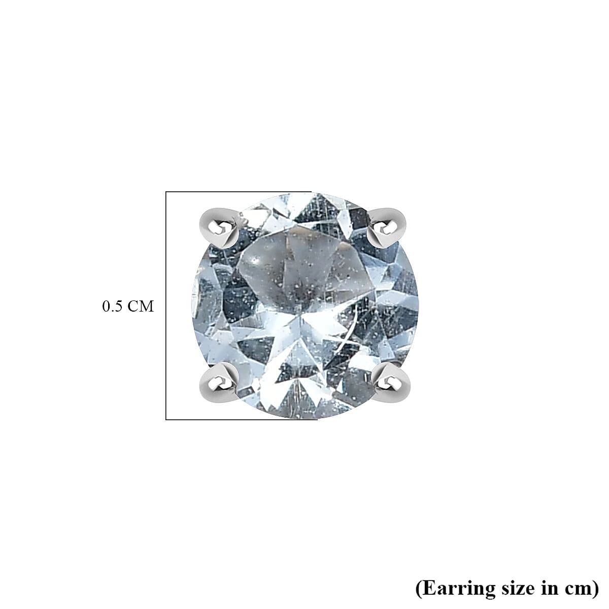 Aquamarine Earring with Screw Back in Rhodium Overlay Sterling Silver
